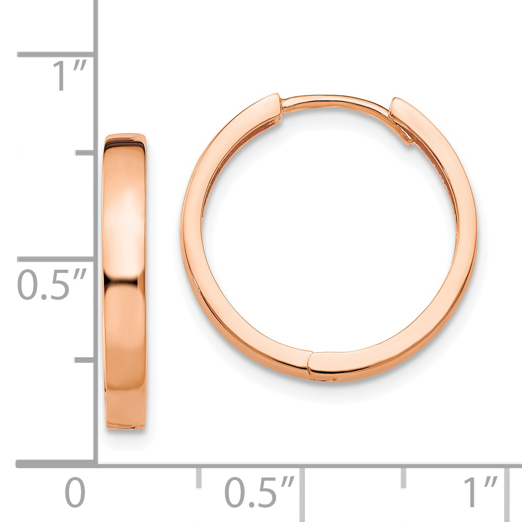  13.5 mm 14k Rose Gold Circle Hinged Hoop Earrings  Unknown Friendly Weight 14K rose gold - view 7