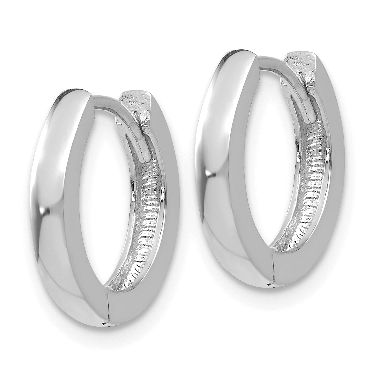  13.5 mm 14k White Gold Circle Hinged Hoop Earrings  Unknown Friendly Weight 14K white gold