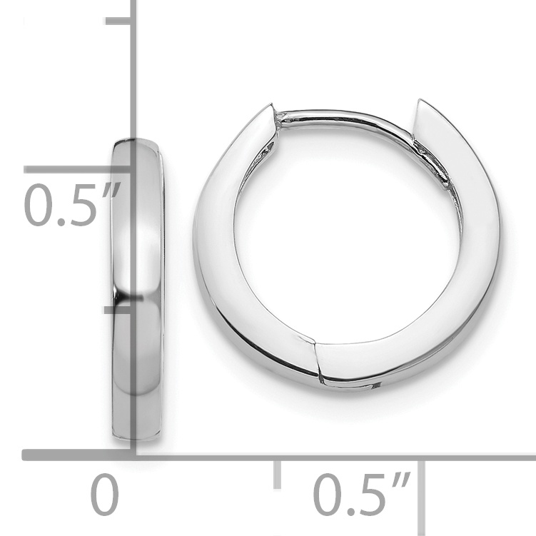  13.5 mm 14k White Gold Circle Hinged Hoop Earrings  Unknown Friendly Weight 14K white gold - view 3