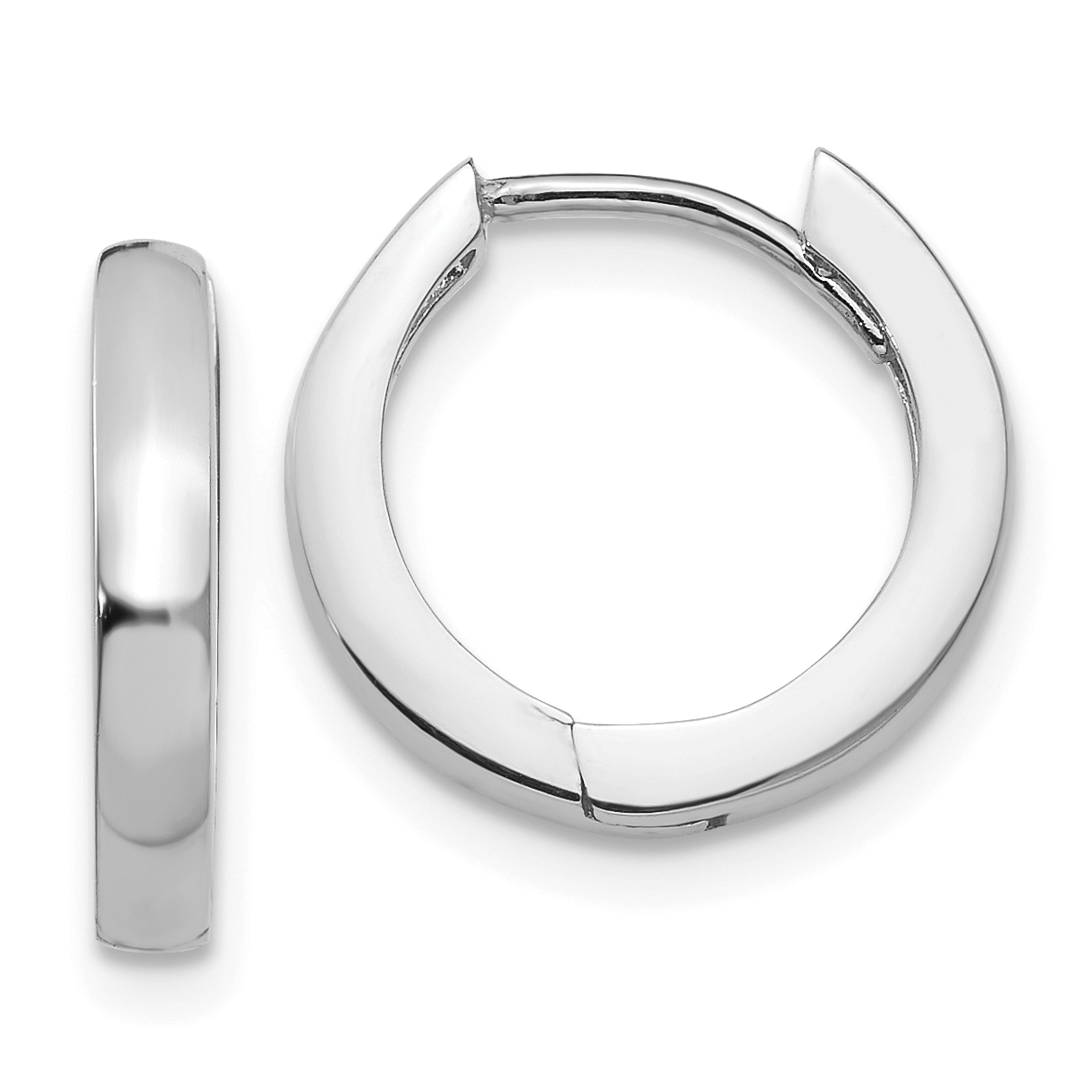  13.5 mm 14k White Gold Circle Hinged Hoop Earrings  Unknown Friendly Weight 14K white gold - view 4