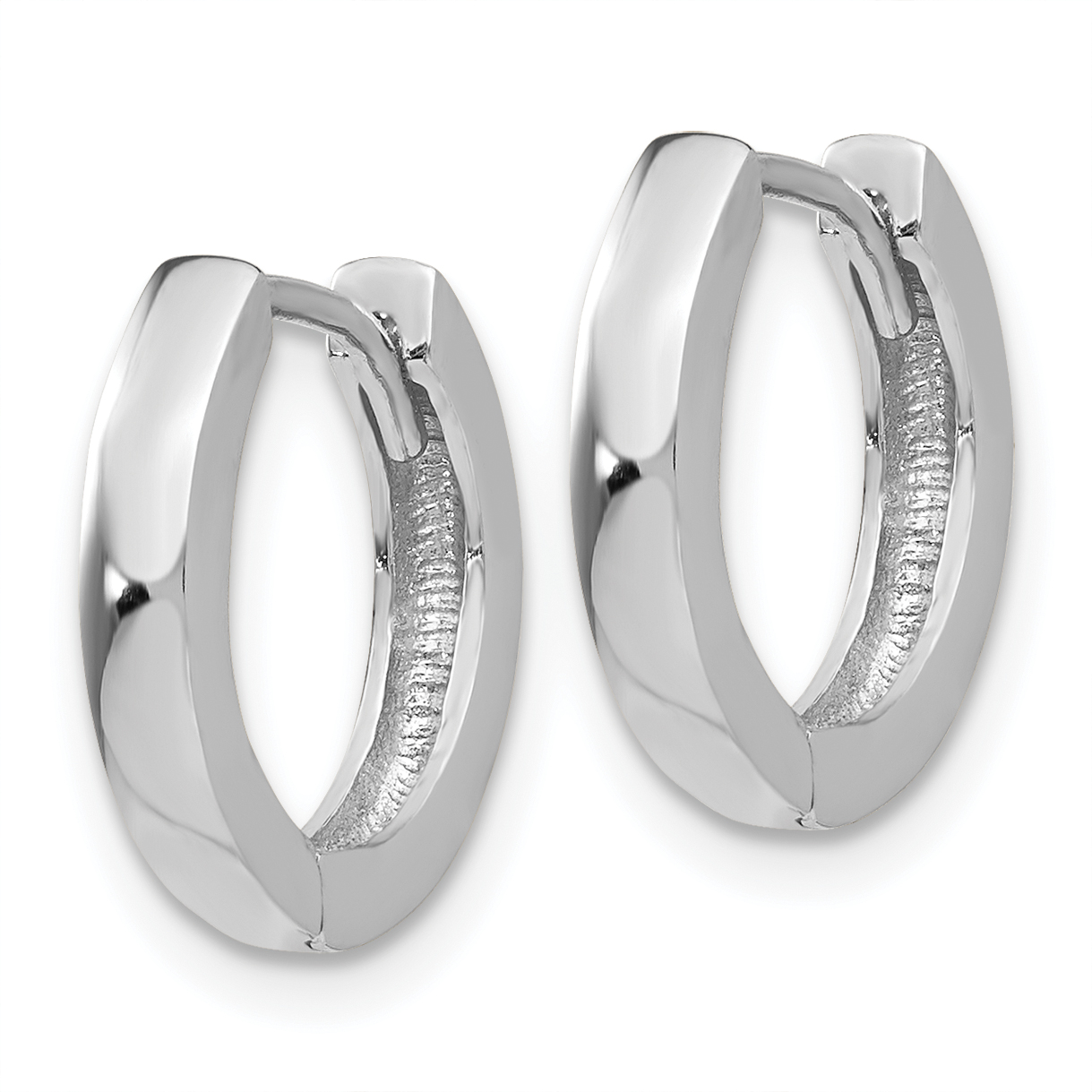  13.5 mm 14k White Gold Circle Hinged Hoop Earrings  Unknown Friendly Weight 14K white gold - view 5