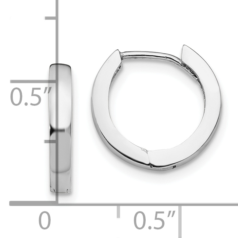  13.5 mm 14k White Gold Circle Hinged Hoop Earrings  Unknown Friendly Weight 14K white gold - view 7