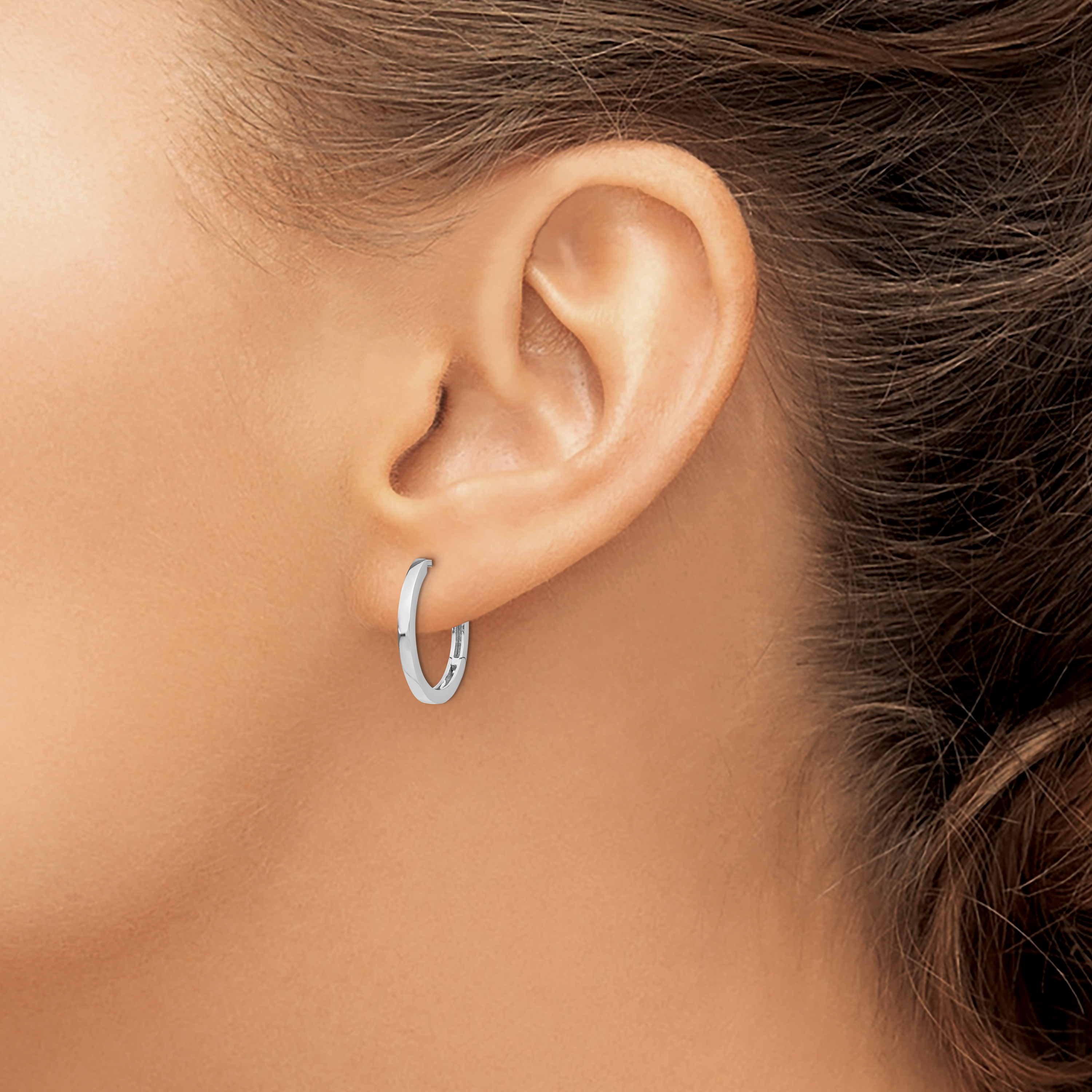 13.5 mm 14k White Gold Circle Hinged Hoop Earrings  Unknown Friendly Weight 14K white gold - view 18