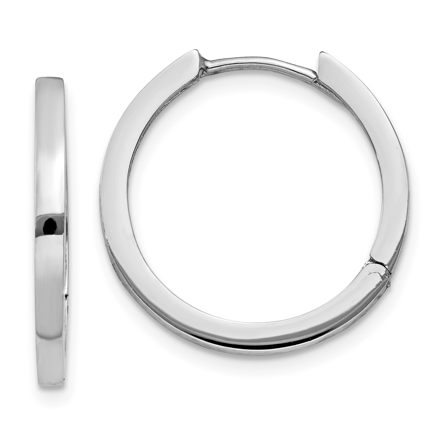  13.5 mm 14k White Gold Circle Hinged Hoop Earrings  Unknown Friendly Weight 14K white gold - view 20