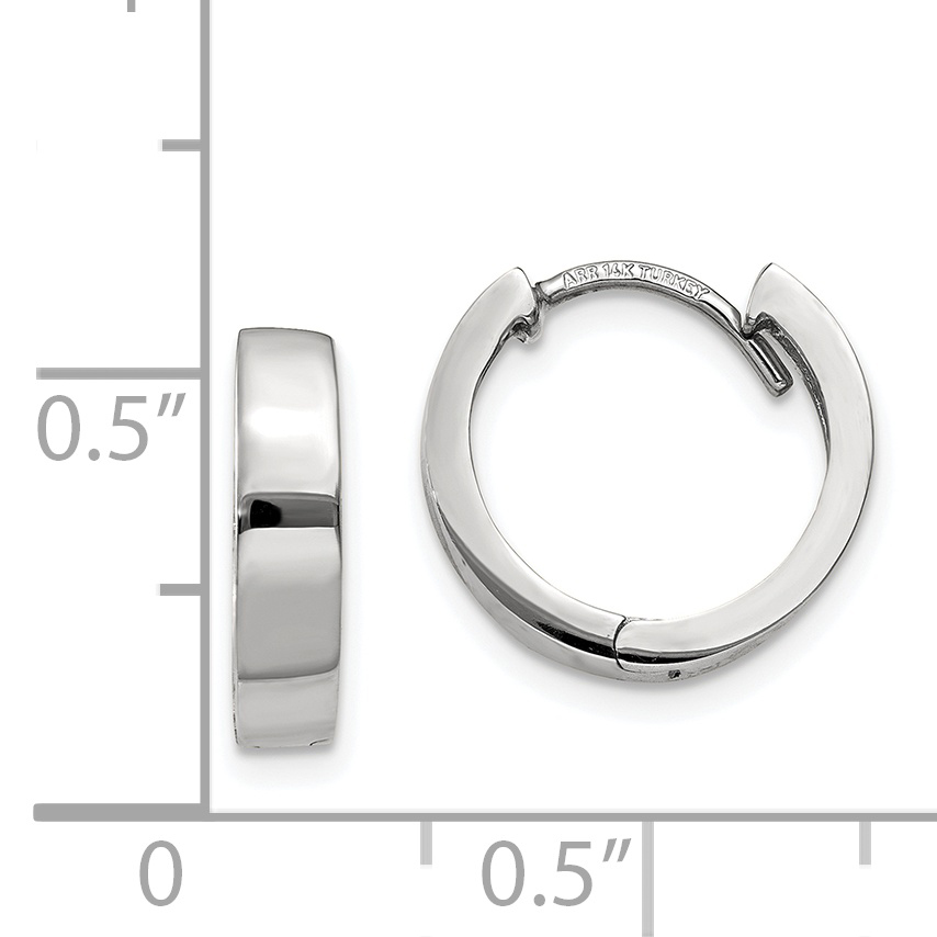  13.5 mm 14k White Gold Circle Hinged Hoop Earrings  Unknown Friendly Weight 14K white gold - view 11