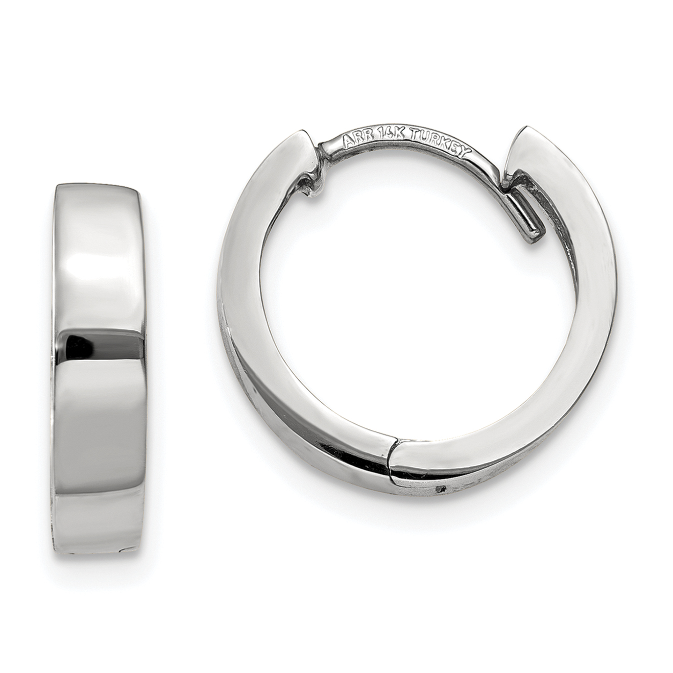  13.5 mm 14k White Gold Circle Hinged Hoop Earrings  Unknown Friendly Weight 14K white gold - view 12