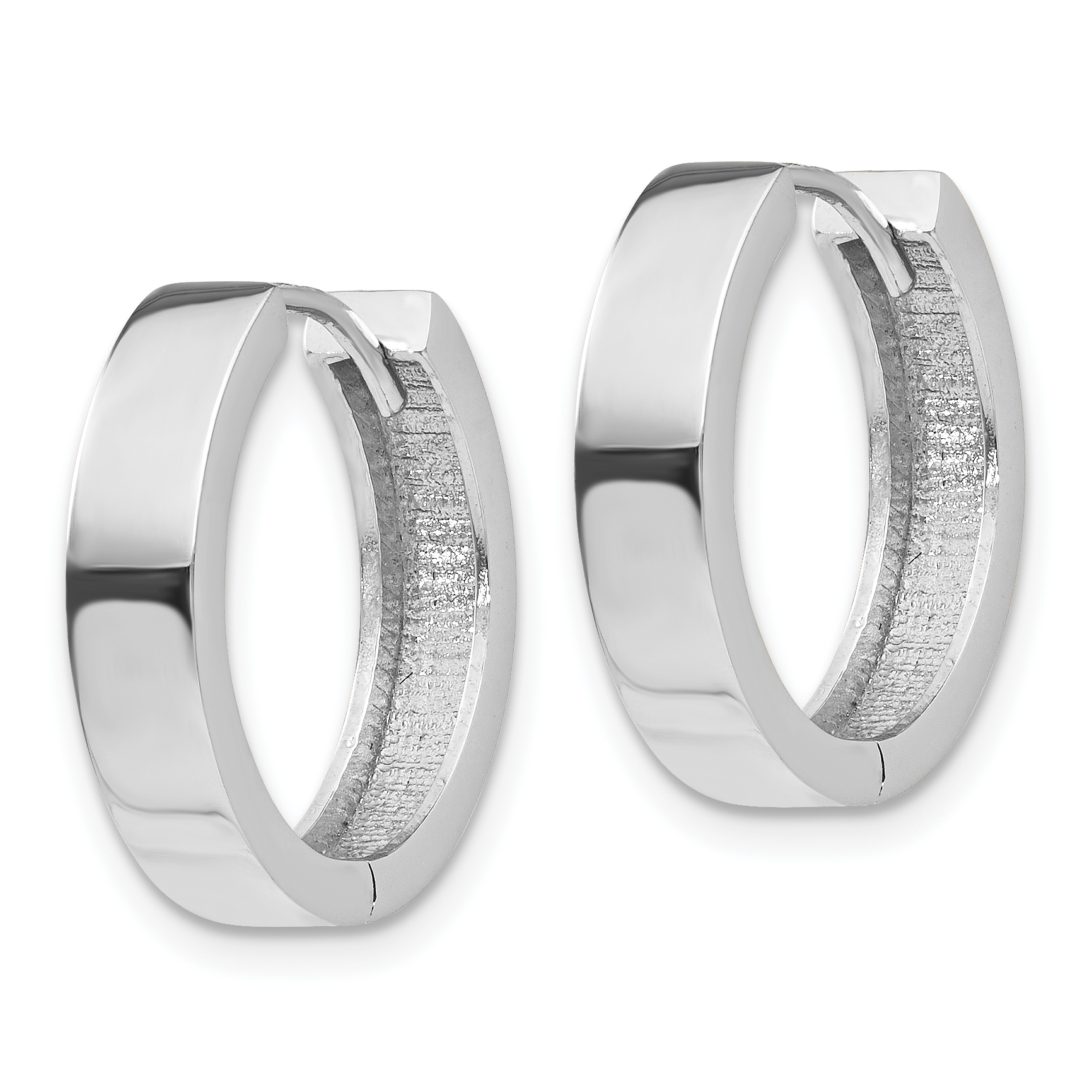  13.5 mm 14k White Gold Circle Hinged Hoop Earrings  Unknown Friendly Weight 14K white gold - view 13
