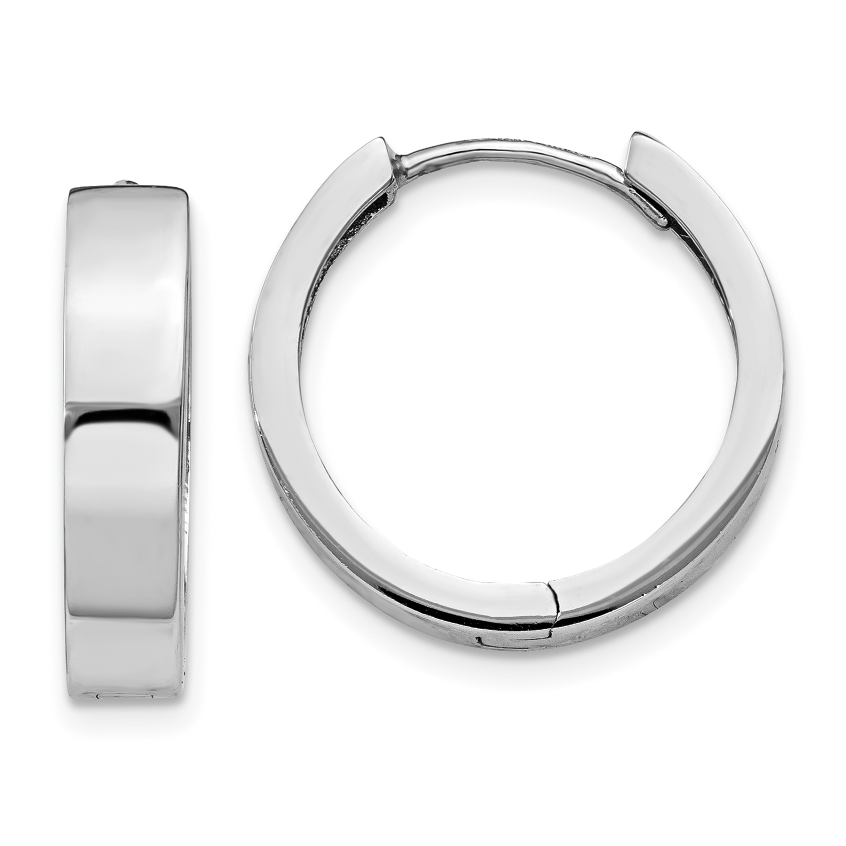  13.5 mm 14k White Gold Circle Hinged Hoop Earrings  Unknown Friendly Weight 14K white gold - view 16