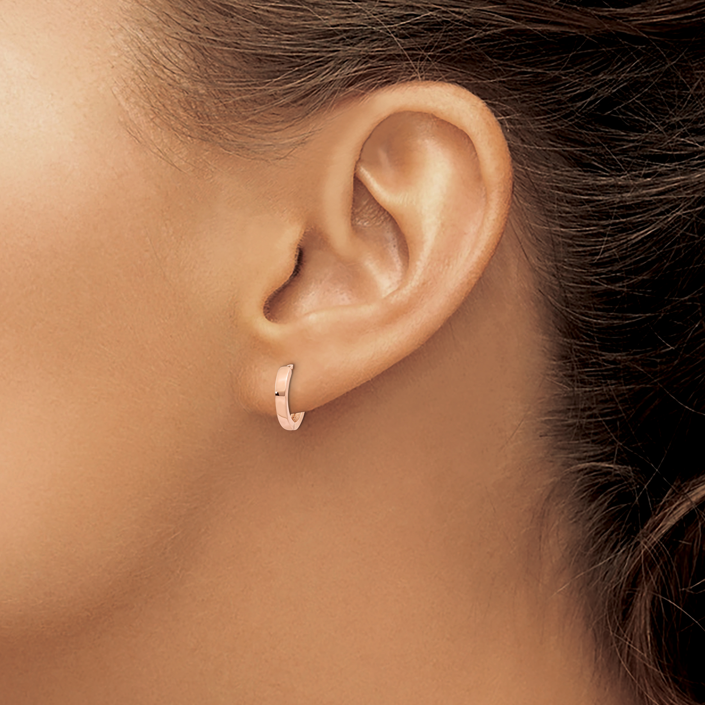 11 mm 10k Rose Gold Circle Hinged Hoop Earrings  Unknown Friendly Weight 10K rose gold - view 2