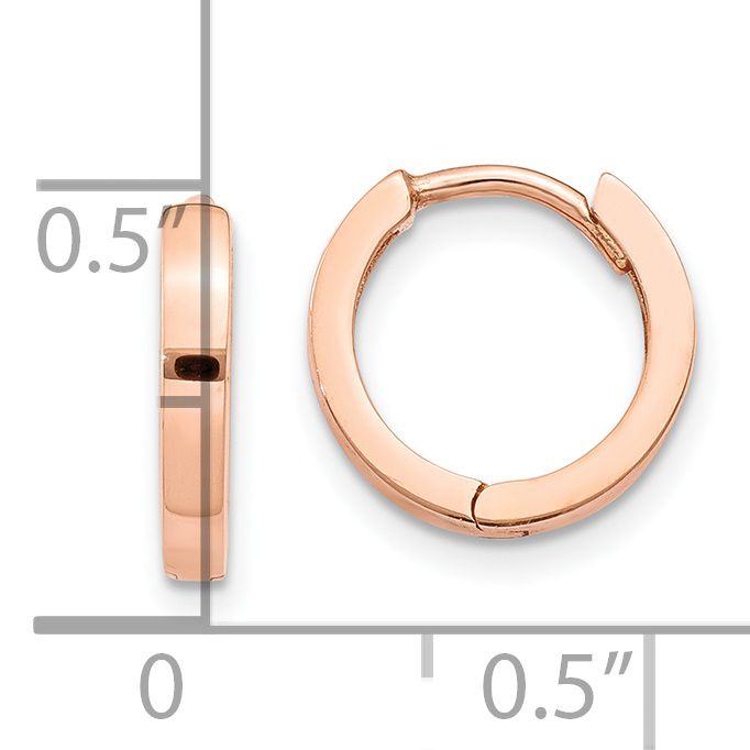  11 mm 14k Rose Gold Circle Hinged Hoop Earrings  Unknown Friendly Weight 14K rose gold - view 3