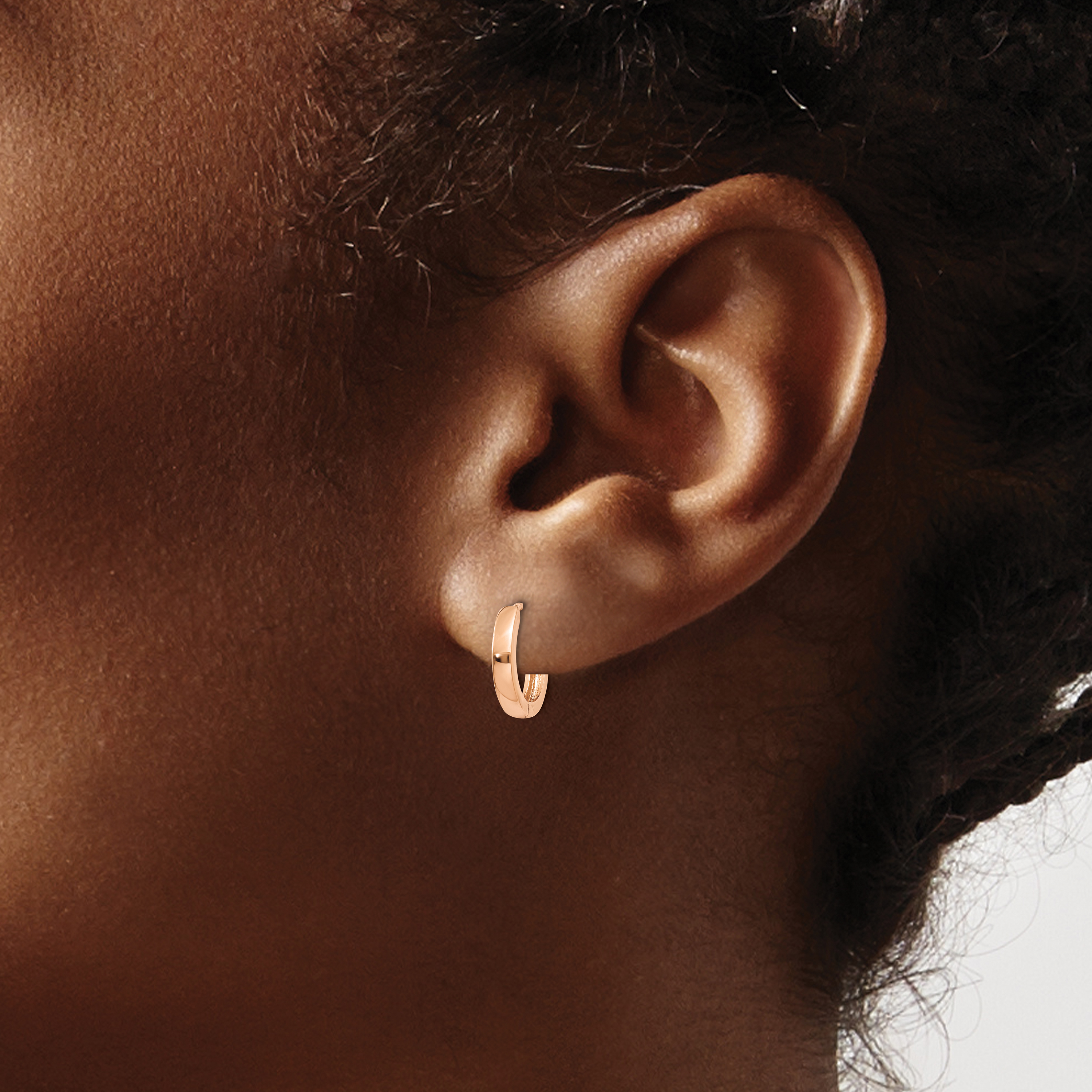 11 mm 14k Rose Gold Circle Hinged Hoop Earrings  Unknown Friendly Weight 14K rose gold - view 6