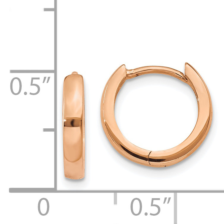  11 mm 14k Rose Gold Circle Hinged Hoop Earrings  Unknown Friendly Weight 14K rose gold - view 7
