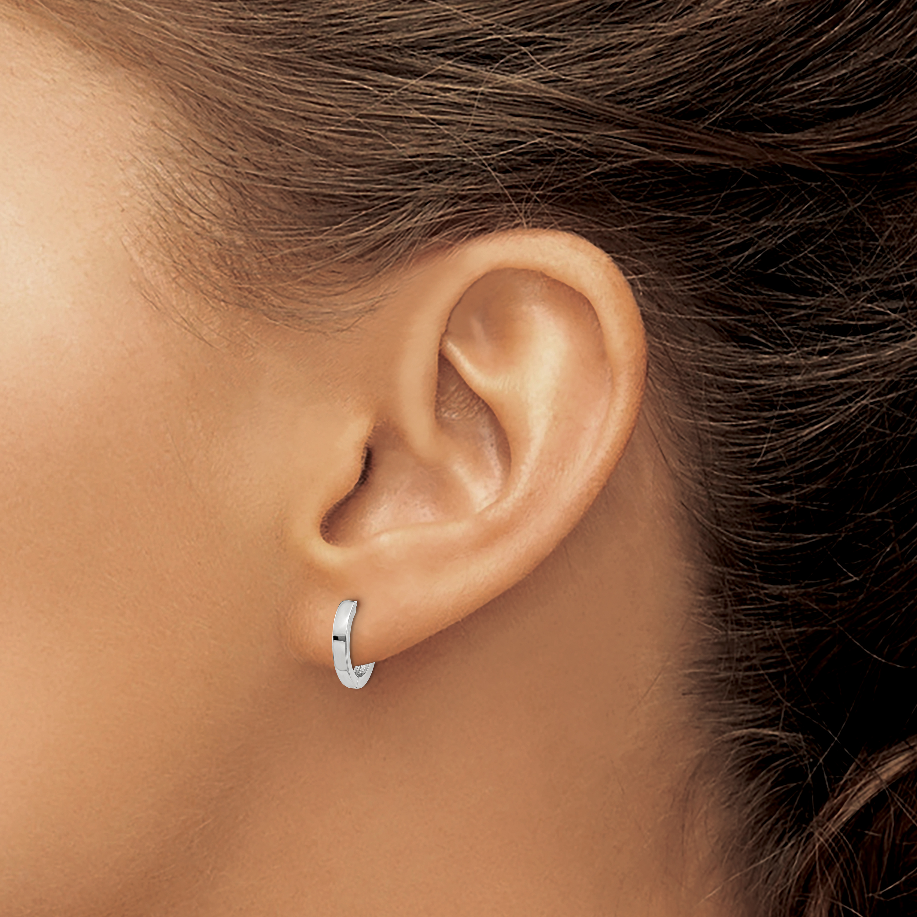  10.5 mm 14k White Gold Circle Hinged Hoop Earrings  Unknown Friendly Weight 14K white gold - view 2