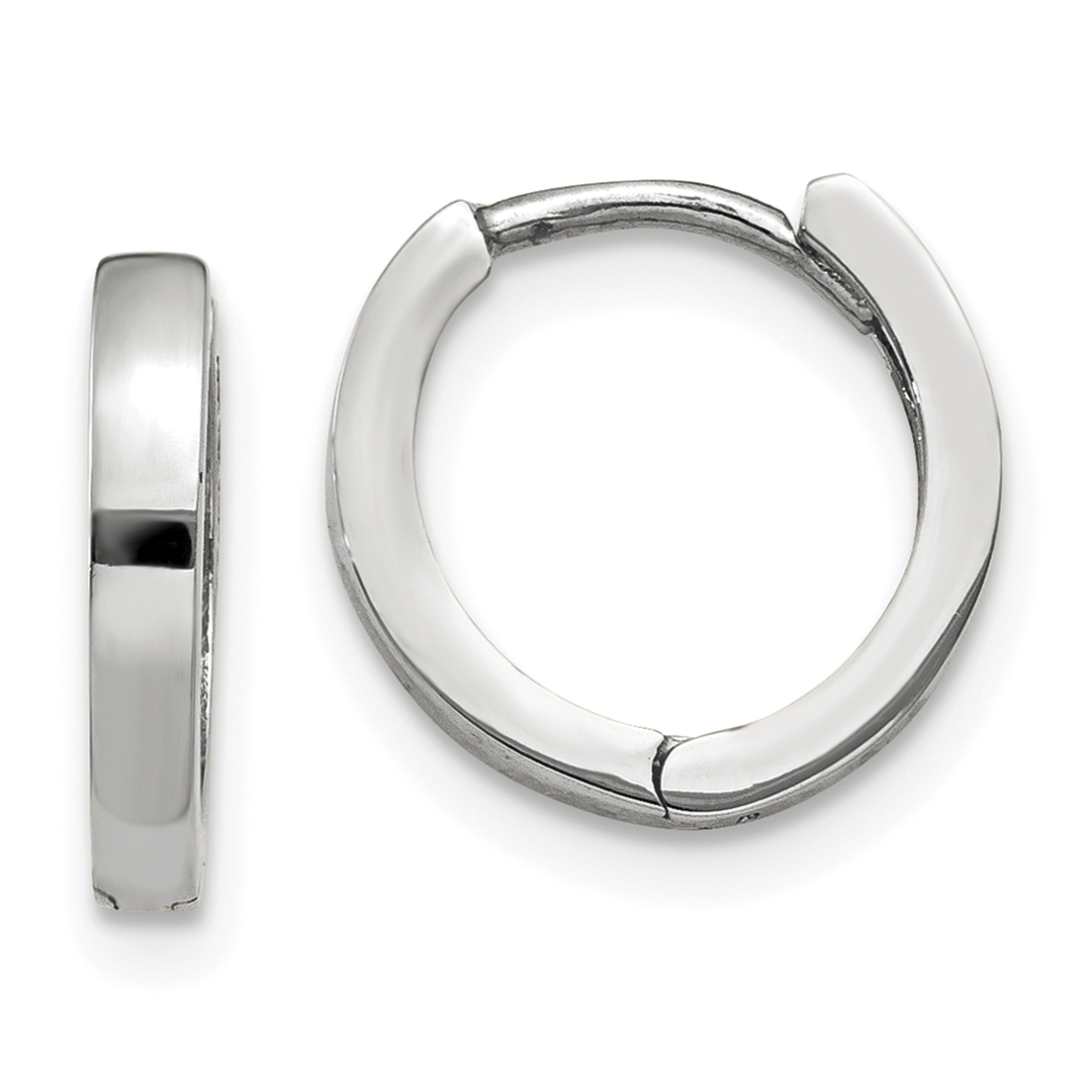  10.5 mm 14k White Gold Circle Hinged Hoop Earrings  Unknown Friendly Weight 14K white gold - view 4