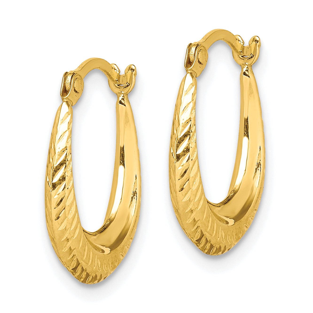 10K Textured Hollow Hoop Earrings | USA Jewels