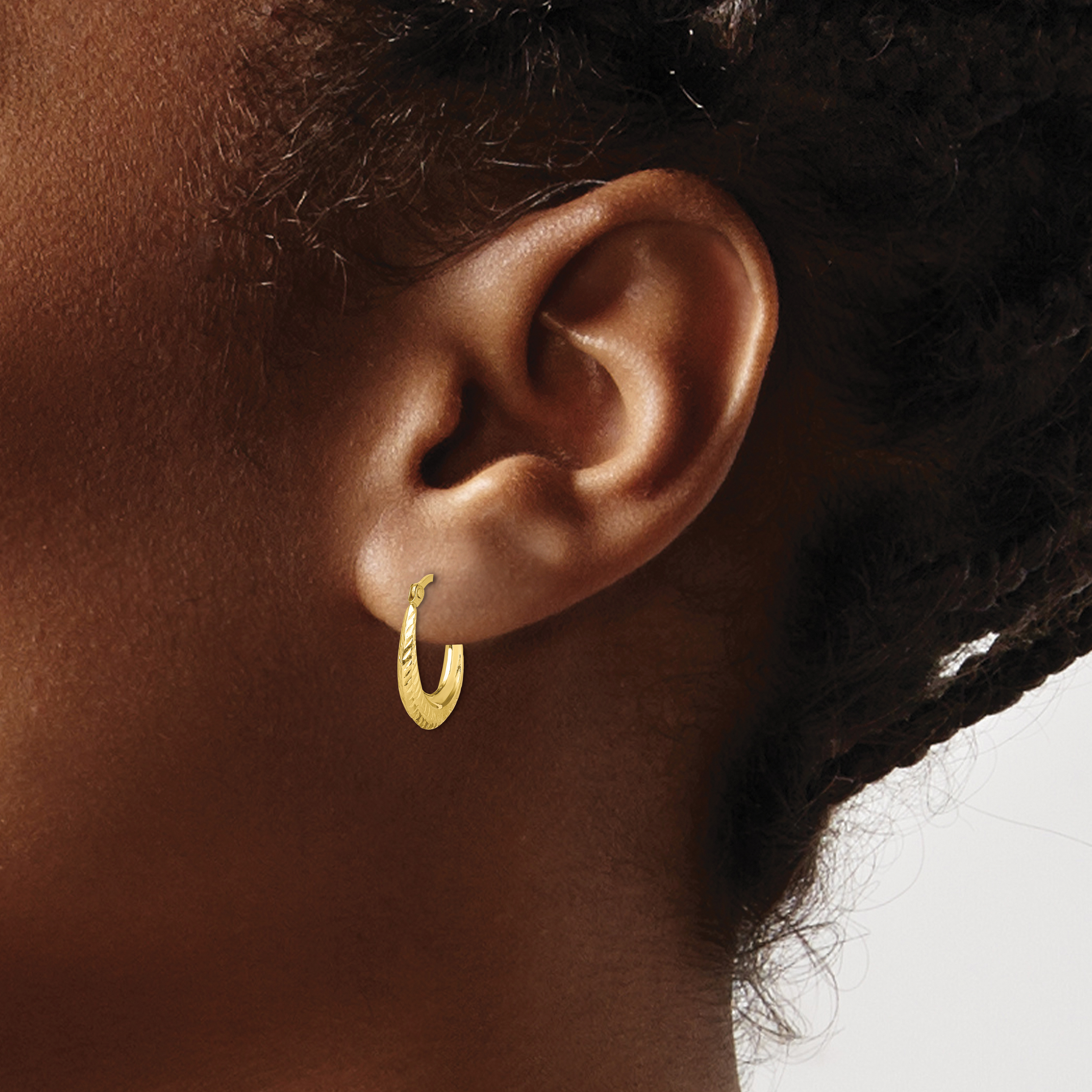  15 mm 10K Textured Hollow Hoop Earrings 12 mm Unknown Friendly Weight 10K yellow gold - view 2