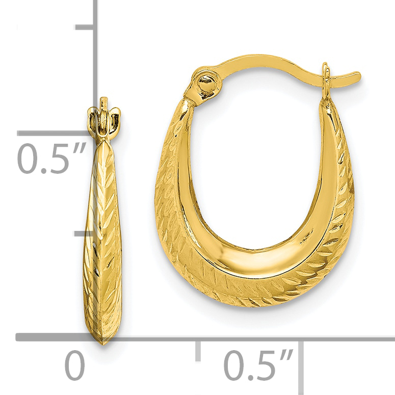  15 mm 10K Textured Hollow Hoop Earrings 12 mm Unknown Friendly Weight 10K yellow gold - view 3