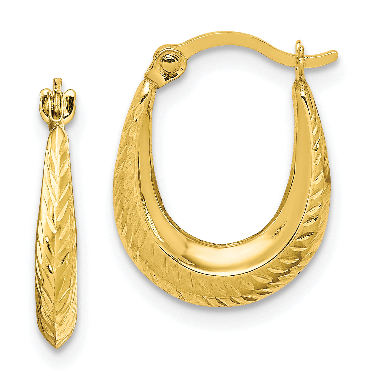  15 mm 10K Textured Hollow Hoop Earrings 12 mm Unknown Friendly Weight 10K yellow gold - view 4