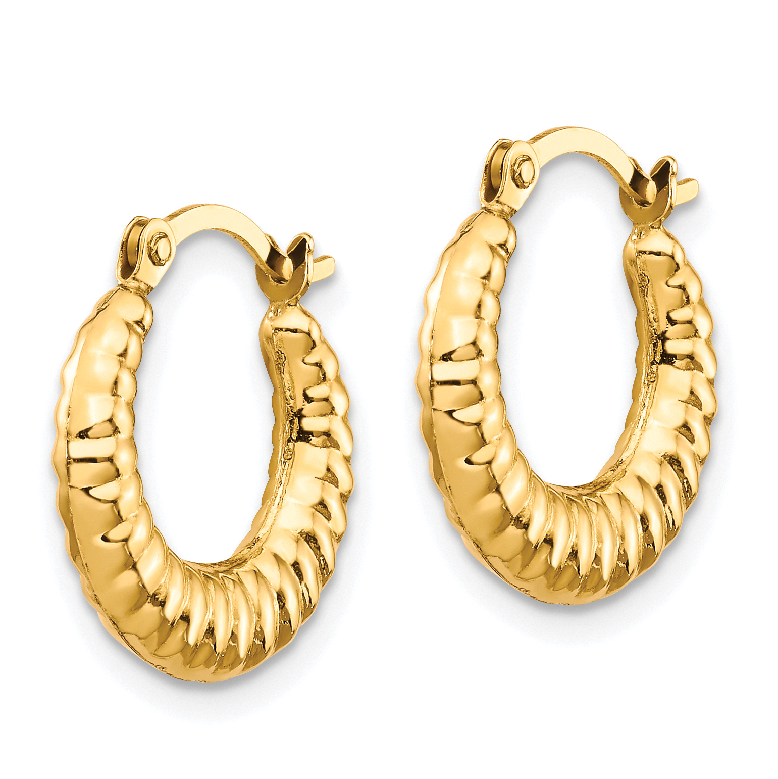 10K Scalloped Hollow Hoop Earrings | USA Jewels