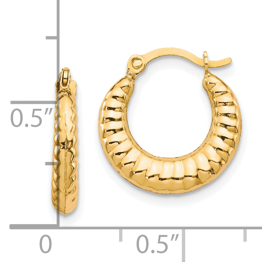  15 mm 10K Scalloped Hollow Hoop Earrings  Unknown Friendly Weight 10K yellow gold - view 3