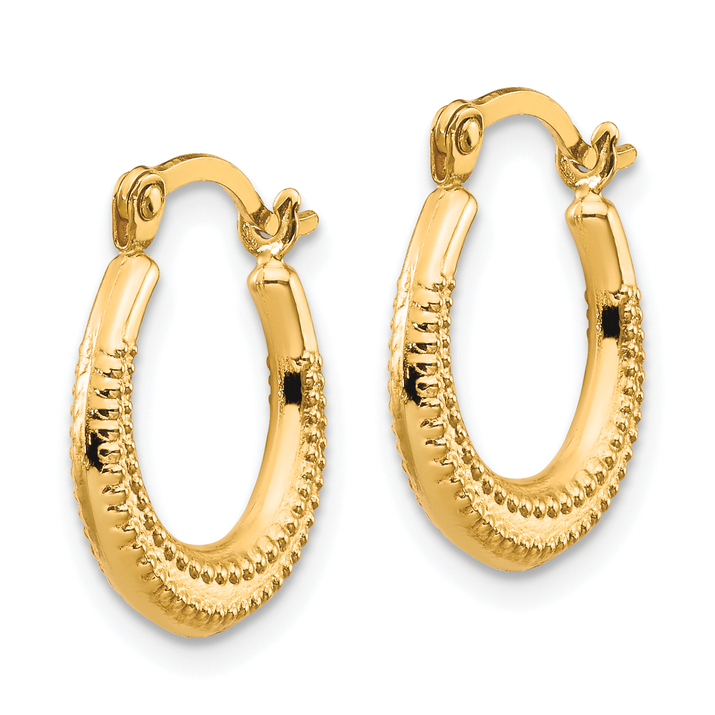 10K Scalloped Textured Hollow Hoop Earrings | USA Jewels