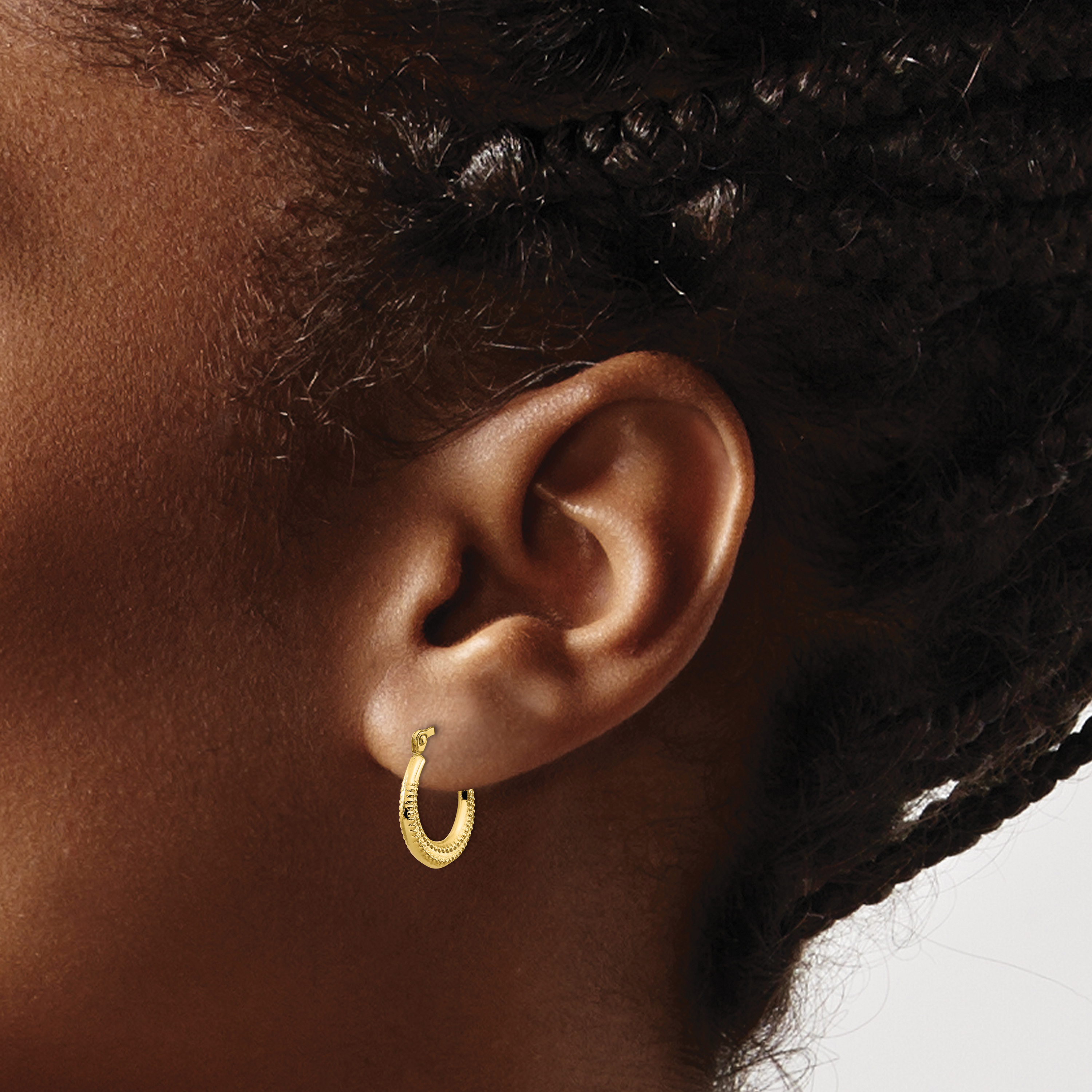  15 mm 10K Scalloped Textured Hollow Hoop Earrings 12 mm Unknown Friendly Weight 10K yellow gold - view 2