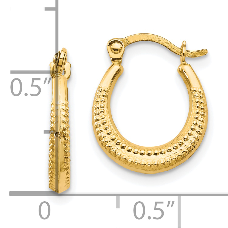  15 mm 10K Scalloped Textured Hollow Hoop Earrings 12 mm Unknown Friendly Weight 10K yellow gold - view 3