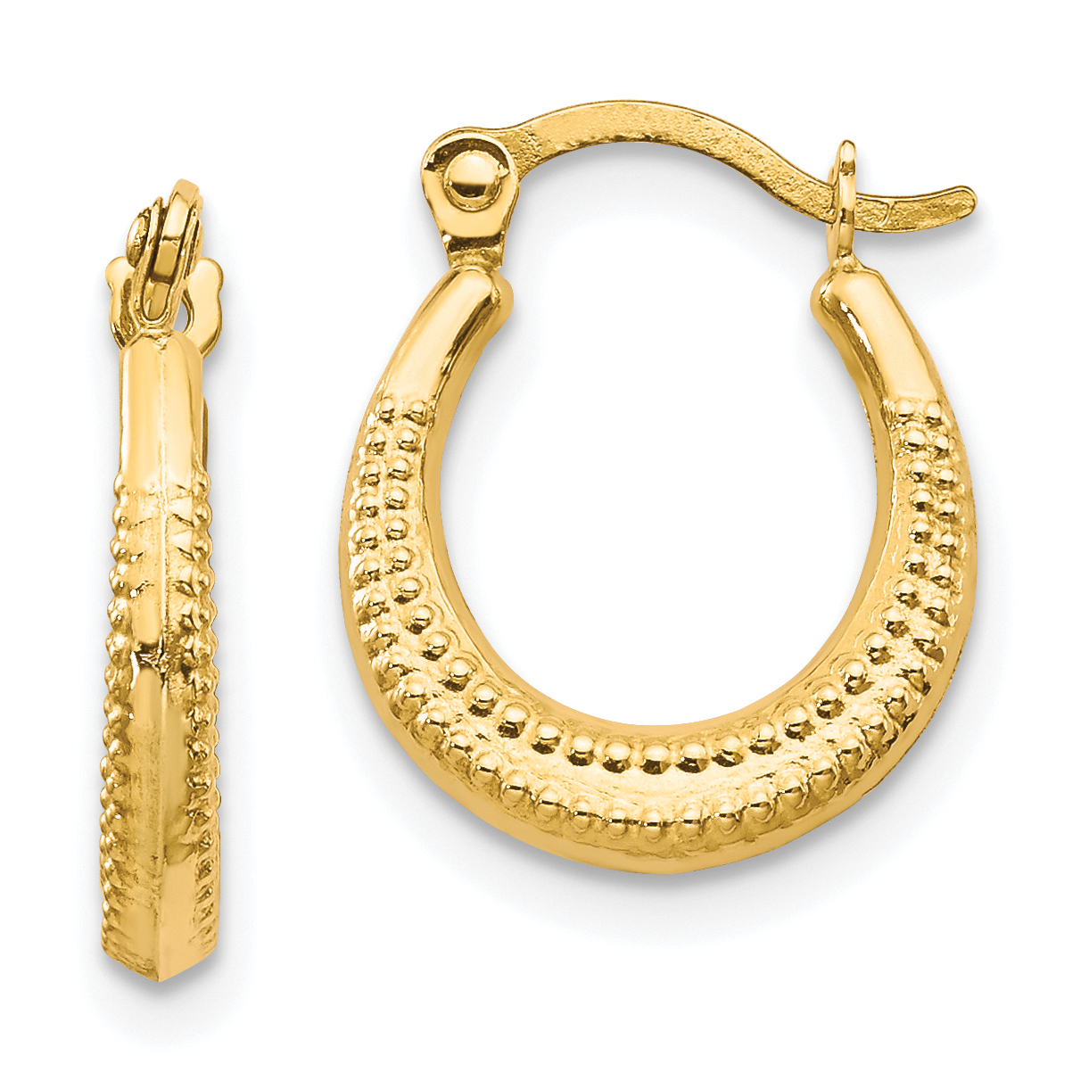  15 mm 10K Scalloped Textured Hollow Hoop Earrings 12 mm Unknown Friendly Weight 10K yellow gold - view 4
