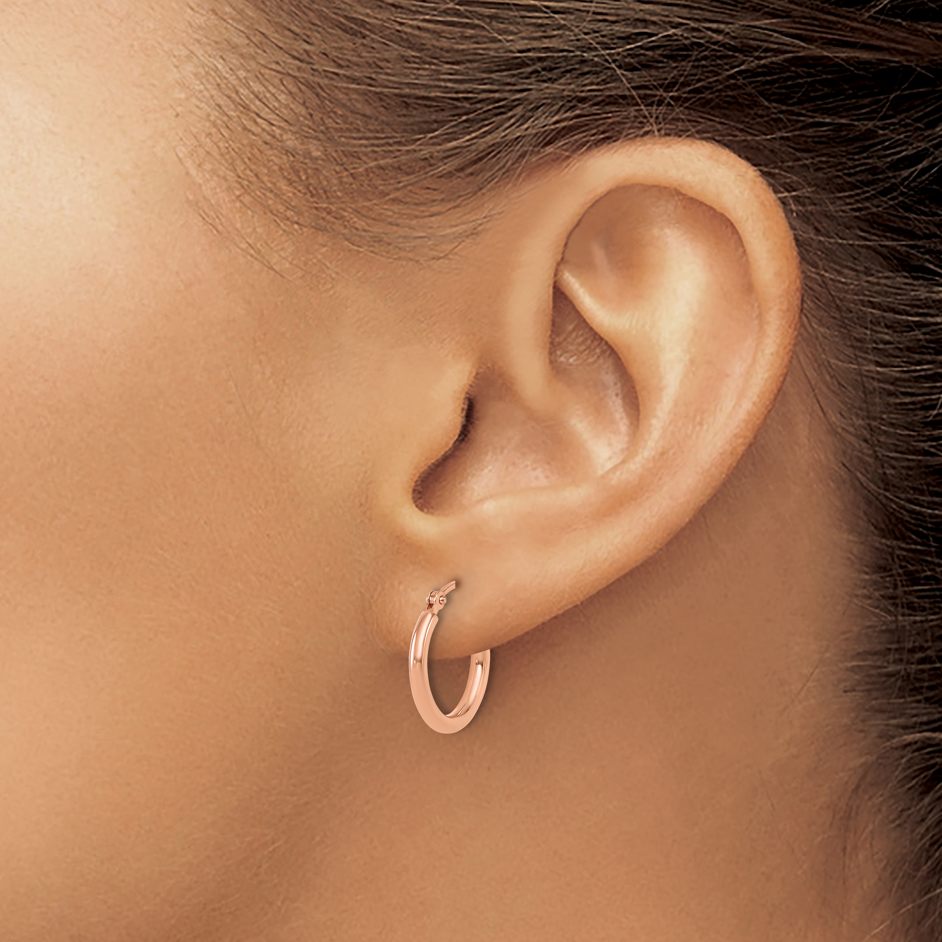  15 mm 10k Rose Gold Leslie's Gold Classic Polished Hoop Earrings  Unknown Friendly Weight 10K rose gold - view 7
