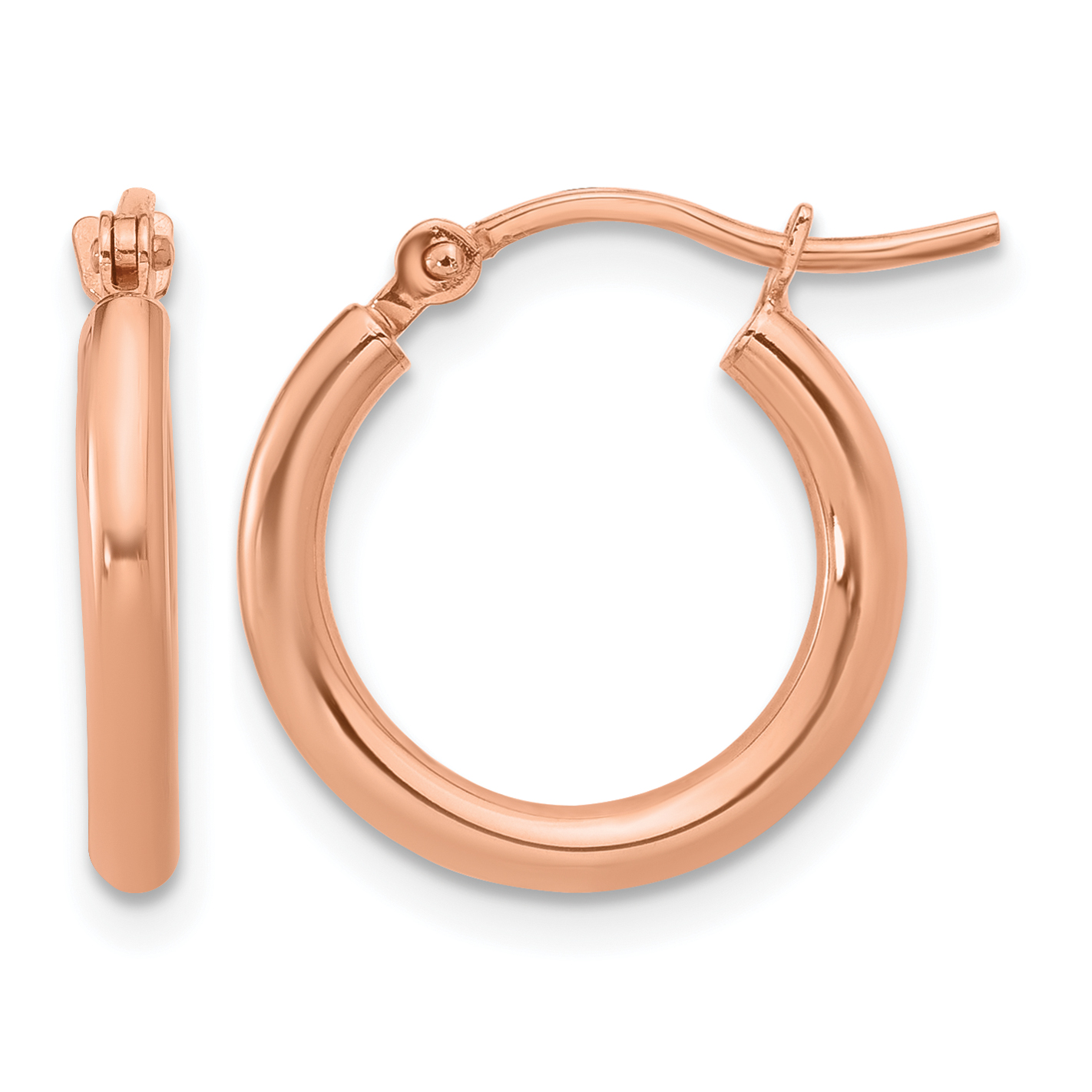  15 mm 10k Rose Gold Leslie's Gold Classic Polished Hoop Earrings  Unknown Friendly Weight 10K rose gold - view 10