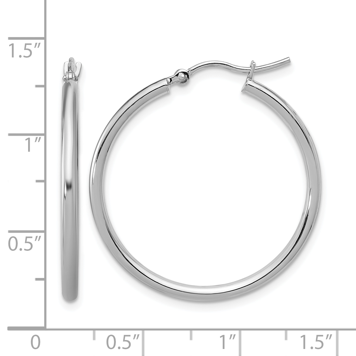  12 mm 10k White Gold Leslie's Gold Classic Polished Hoop Earrings  Unknown Friendly Weight 10K white gold - view 40