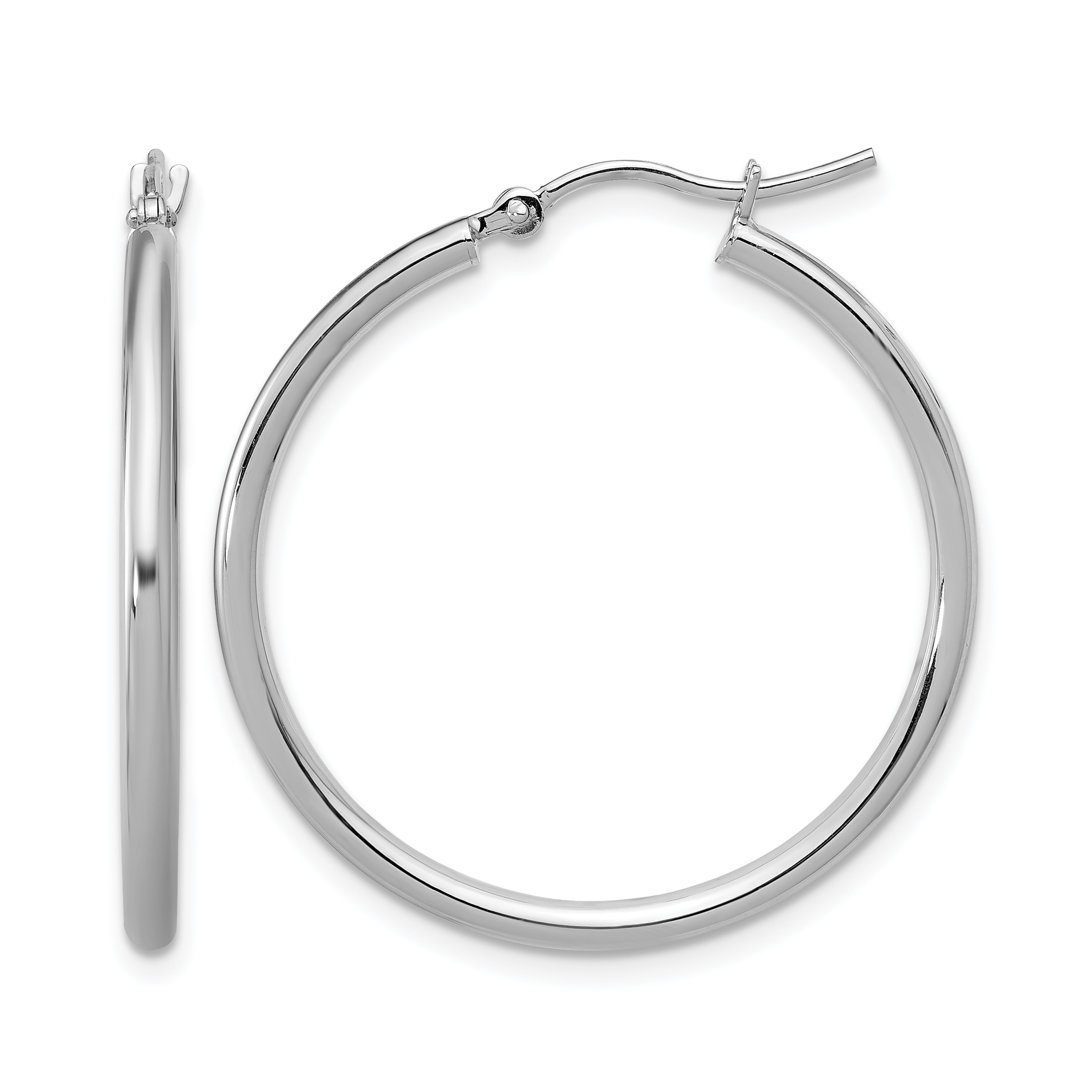  12 mm 10k White Gold Leslie's Gold Classic Polished Hoop Earrings  Unknown Friendly Weight 10K white gold - view 41