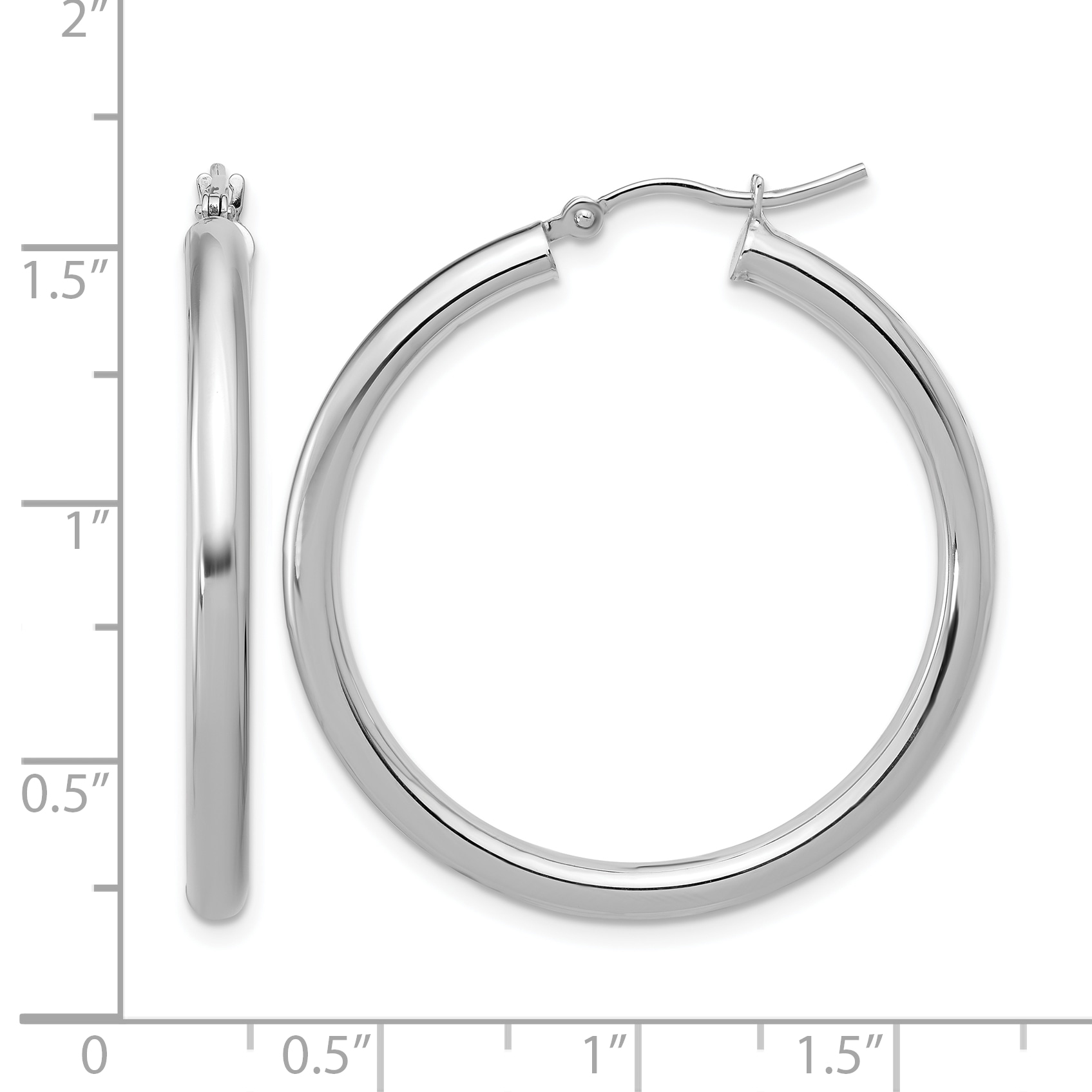  12 mm 10k White Gold Leslie's Gold Classic Polished Hoop Earrings  Unknown Friendly Weight 10K white gold - view 55