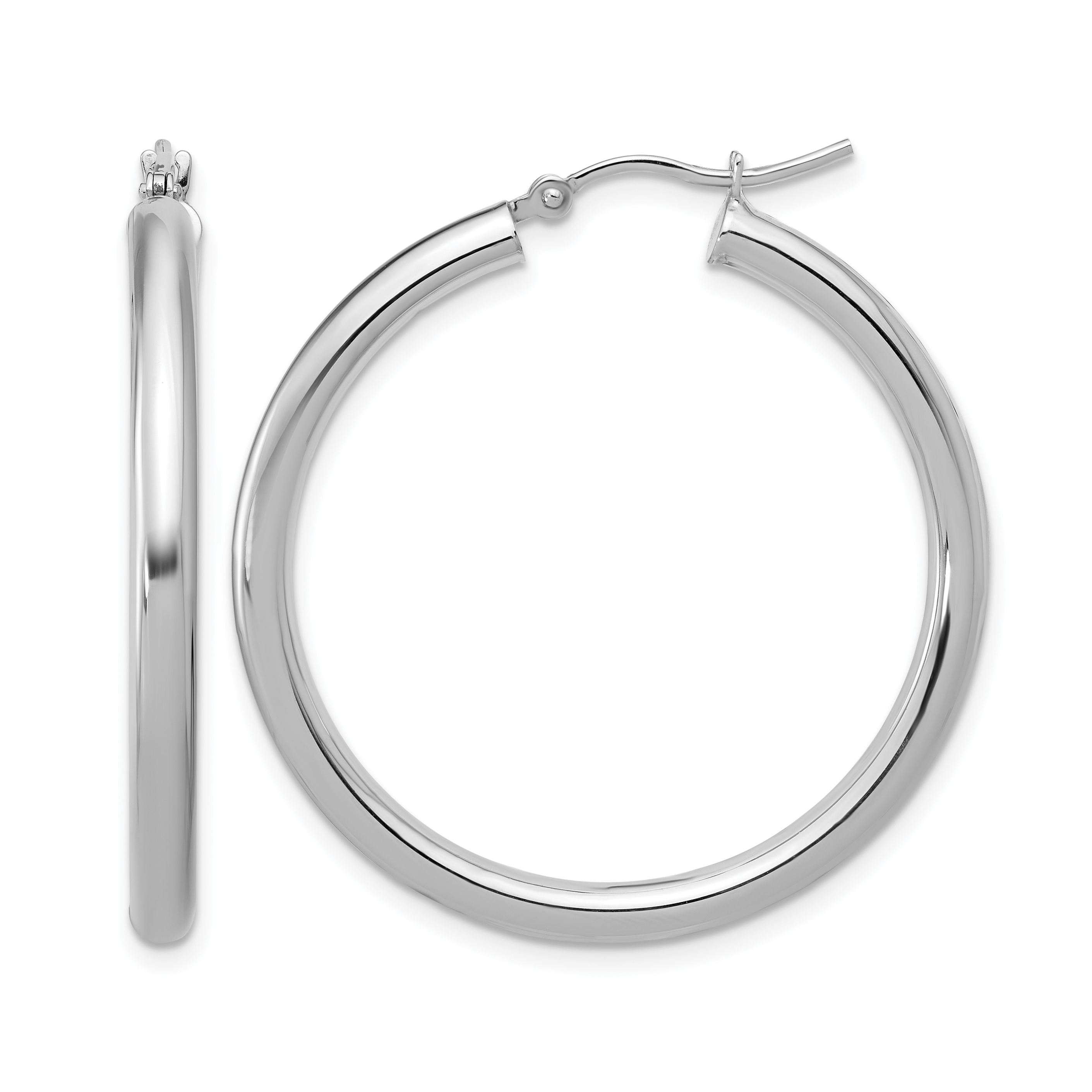  12 mm 10k White Gold Leslie's Gold Classic Polished Hoop Earrings  Unknown Friendly Weight 10K white gold - view 56