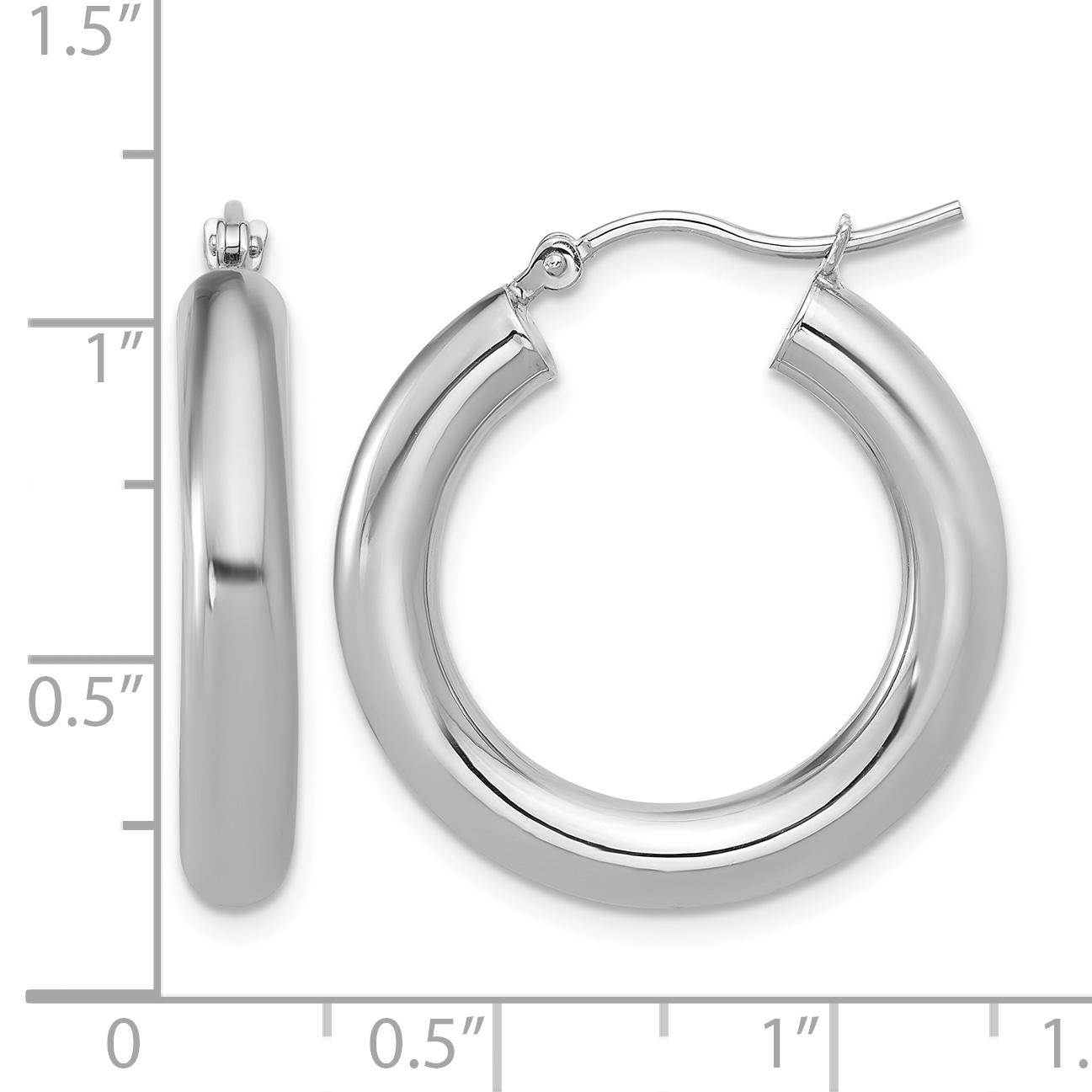  12 mm 10k White Gold Leslie's Gold Classic Polished Hoop Earrings  Unknown Friendly Weight 10K white gold - view 26