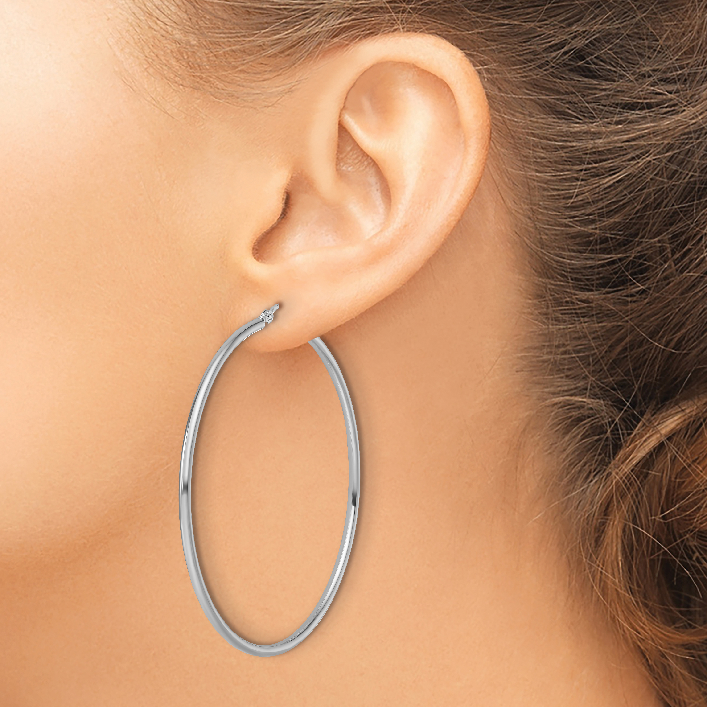  12 mm 10k White Gold Leslie's Gold Classic Polished Hoop Earrings  Unknown Friendly Weight 10K white gold - view 73