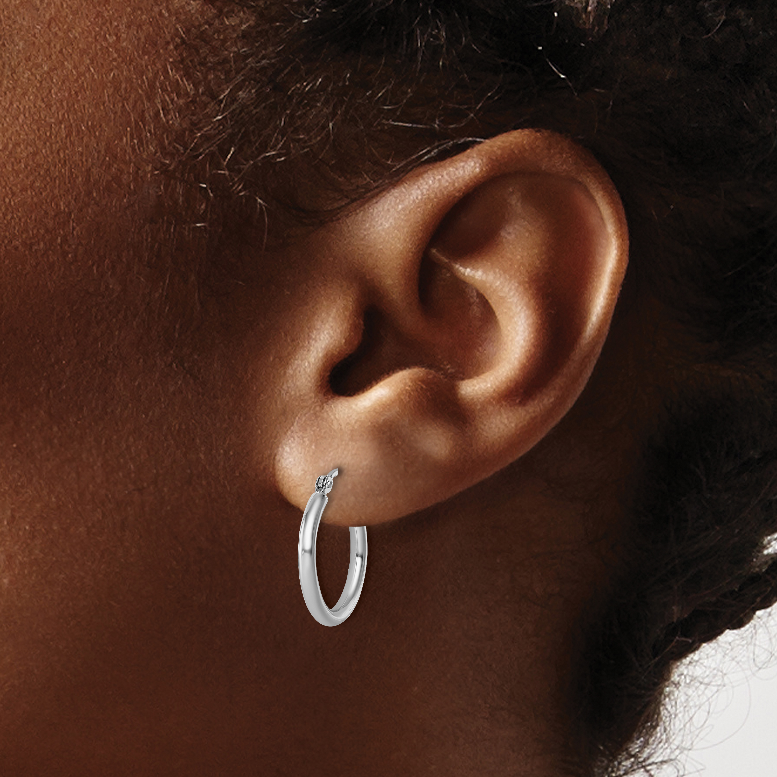  12 mm 10k White Gold Leslie's Gold Classic Polished Hoop Earrings  Unknown Friendly Weight 10K white gold - view 10