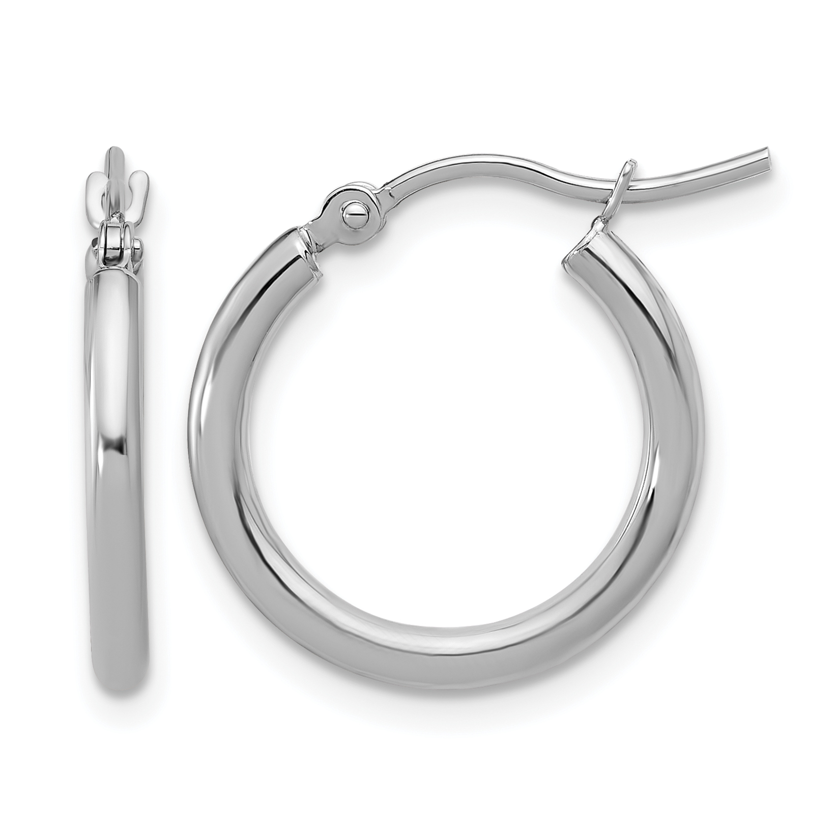  12 mm 10k White Gold Leslie's Gold Classic Polished Hoop Earrings  Unknown Friendly Weight 10K white gold - view 13
