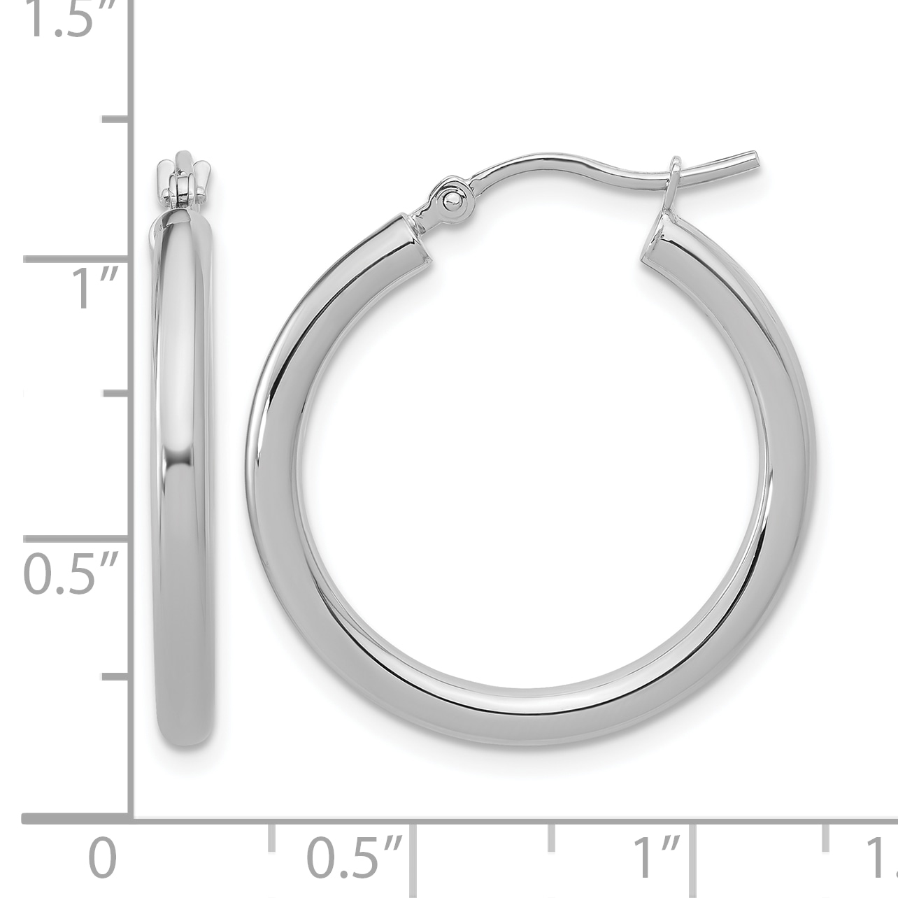  12 mm 10k White Gold Leslie's Gold Classic Polished Hoop Earrings  Unknown Friendly Weight 10K white gold - view 30