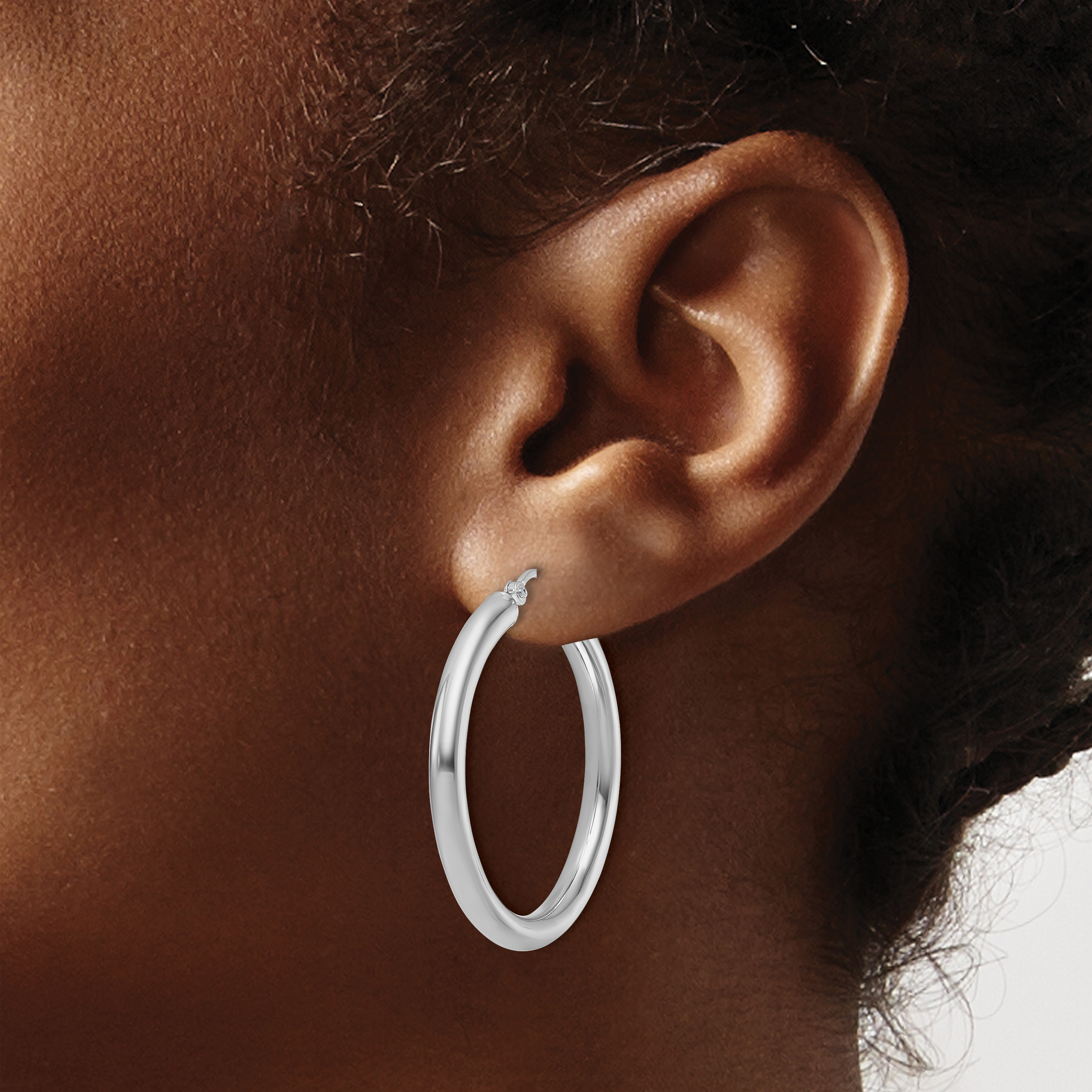  12 mm 10k White Gold Leslie's Gold Classic Polished Hoop Earrings  Unknown Friendly Weight 10K white gold - view 48