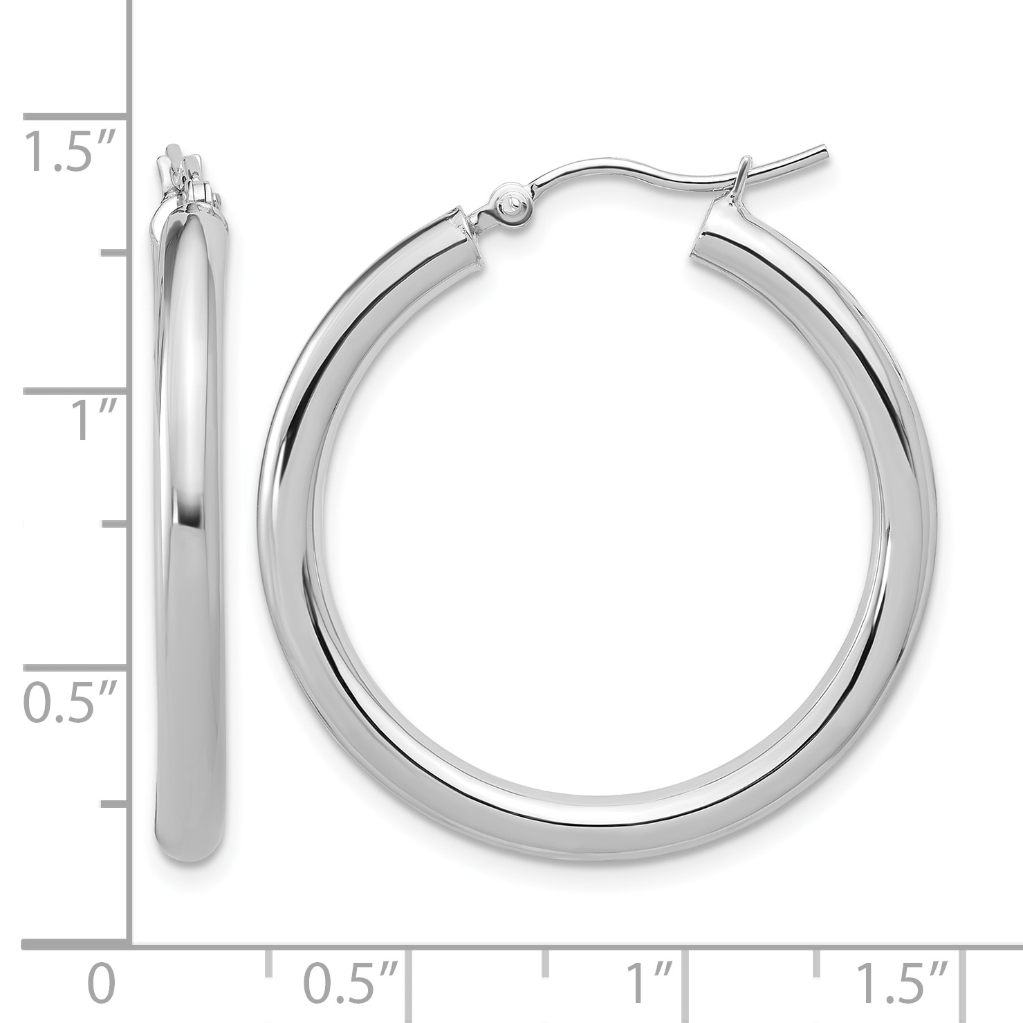  12 mm 10k White Gold Leslie's Gold Classic Polished Hoop Earrings  Unknown Friendly Weight 10K white gold - view 50