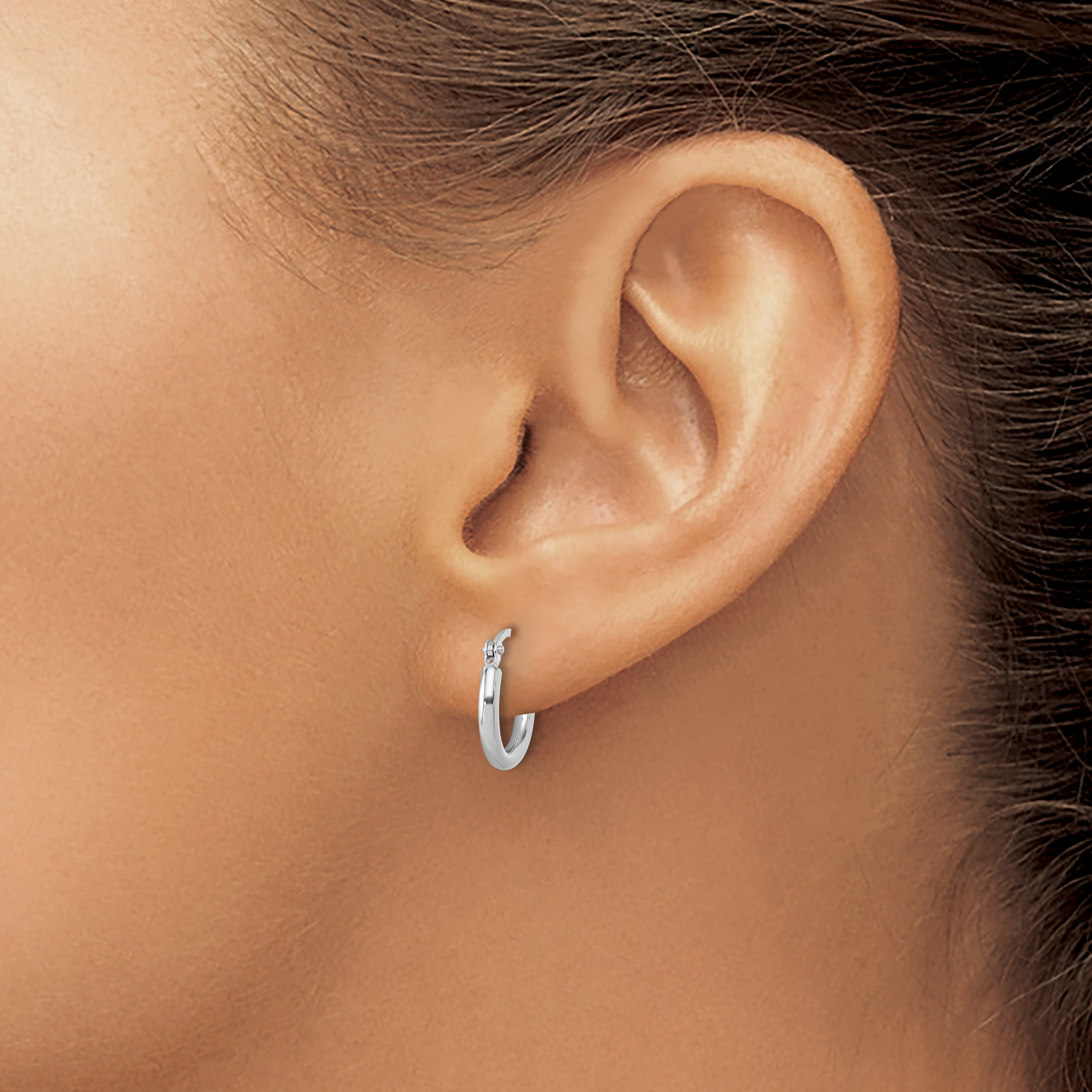  12 mm 10k White Gold Leslie's Gold Classic Polished Hoop Earrings  Unknown Friendly Weight 10K white gold - view 2