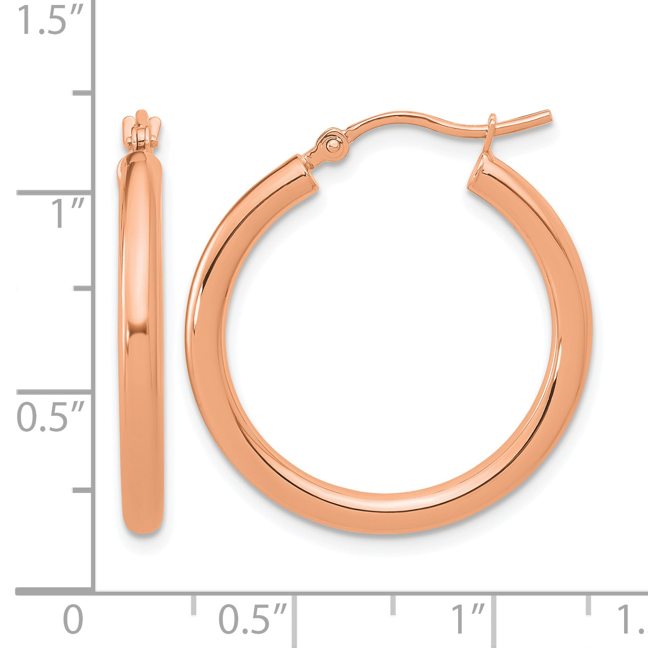  12 mm 14k Rose Gold Leslie's Gold Classic Polished Hoop Earrings  Unknown Friendly Weight 14K rose gold - view 38
