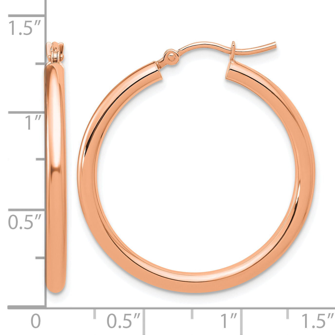  12 mm 14k Rose Gold Leslie's Gold Classic Polished Hoop Earrings  Unknown Friendly Weight 14K rose gold - view 52