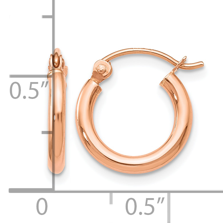  12 mm 14k Rose Gold Leslie's Gold Classic Polished Hoop Earrings  Unknown Friendly Weight 14K rose gold - view 3