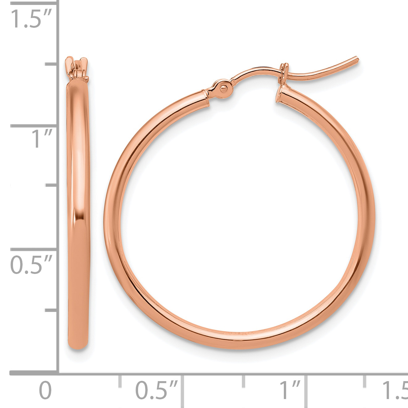  12 mm 14k Rose Gold Leslie's Gold Classic Polished Hoop Earrings  Unknown Friendly Weight 14K rose gold - view 57