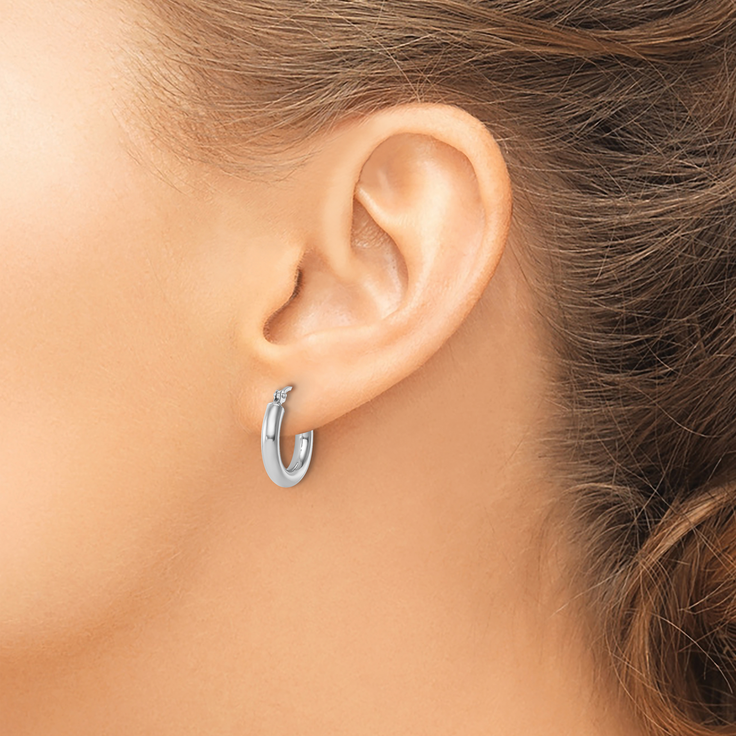  12 mm 14k White Gold Leslie's Gold Classic Polished Hoop Earrings  Unknown Friendly Weight 14K white gold - view 7