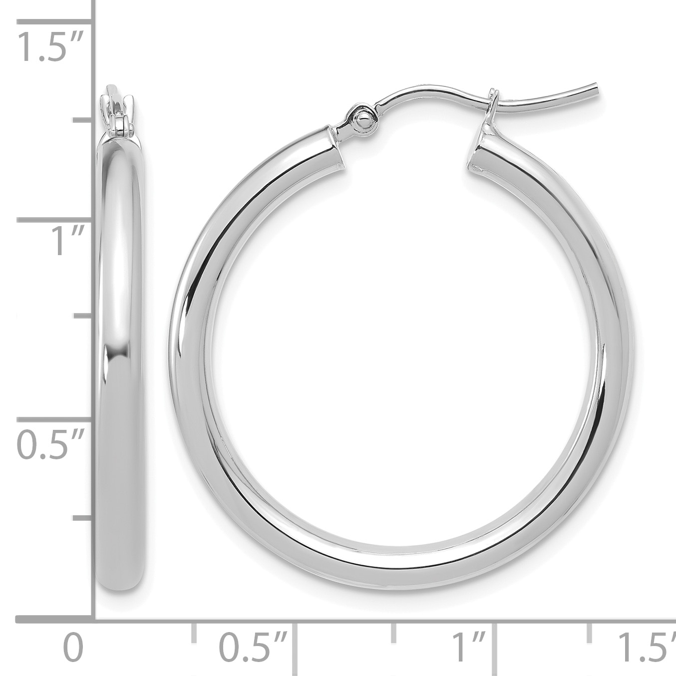  12 mm 14k White Gold Leslie's Gold Classic Polished Hoop Earrings  Unknown Friendly Weight 14K white gold - view 73