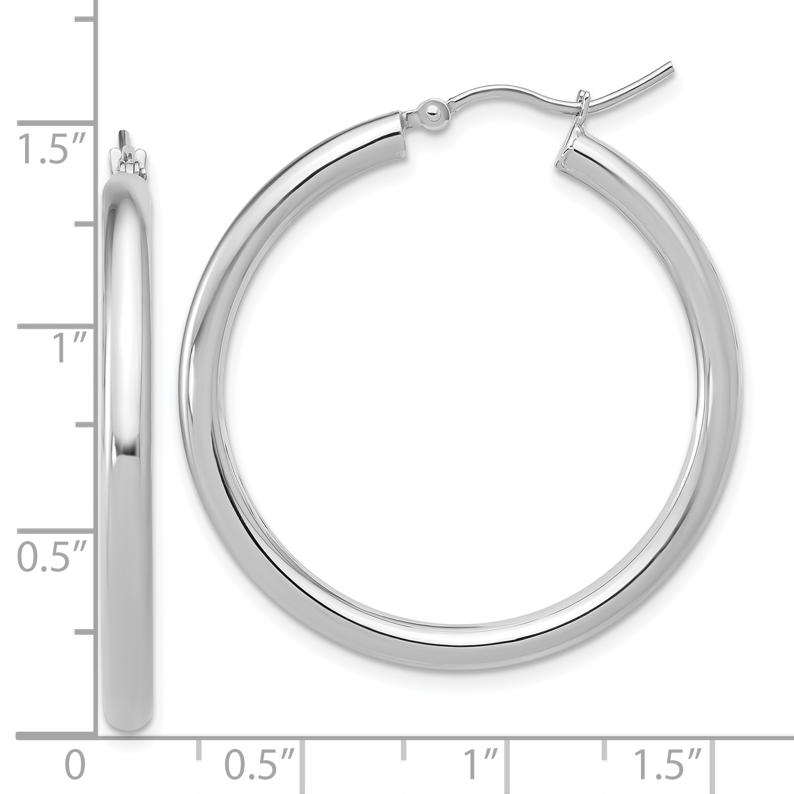  12 mm 14k White Gold Leslie's Gold Classic Polished Hoop Earrings  Unknown Friendly Weight 14K white gold - view 88