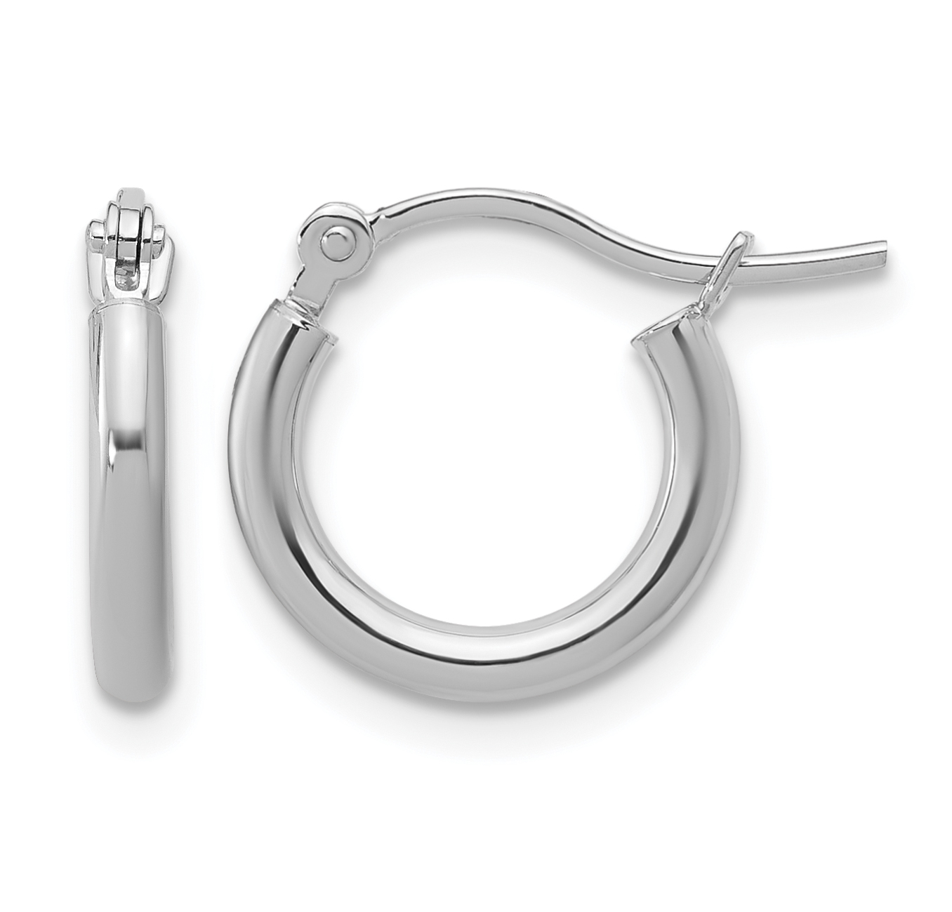  12 mm 14k White Gold Leslie's Gold Classic Polished Hoop Earrings  Unknown Friendly Weight 14K white gold - view 5